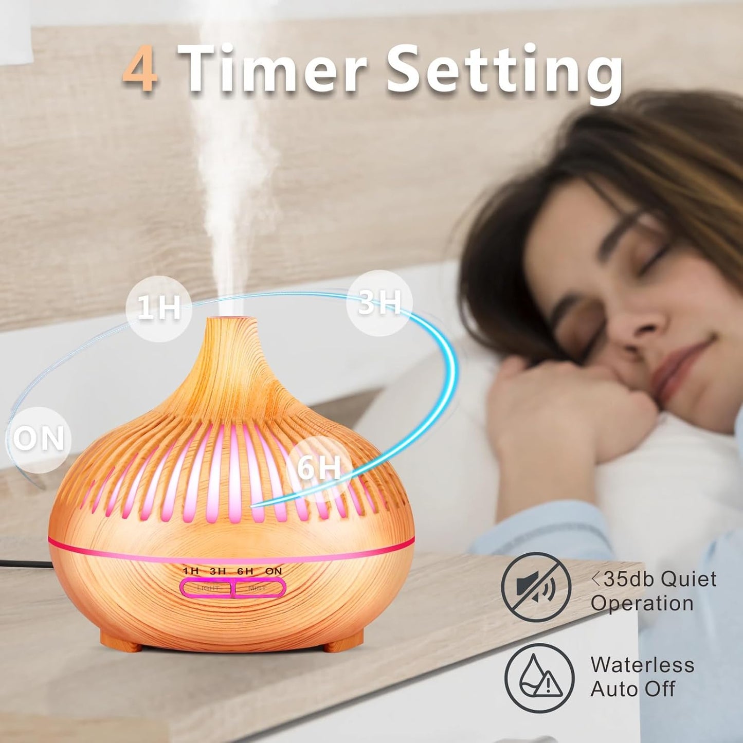 Essential Oil Diffuser, Sunfuny 550Ml Aroma Oil Diffuser with Remote Control, Aromatherapy Air Humidifier Ultrasonic Fragrance Vaporizer with LED Light for Home, Bedroom, Dad'S Gift(Hollow Wood Grain)