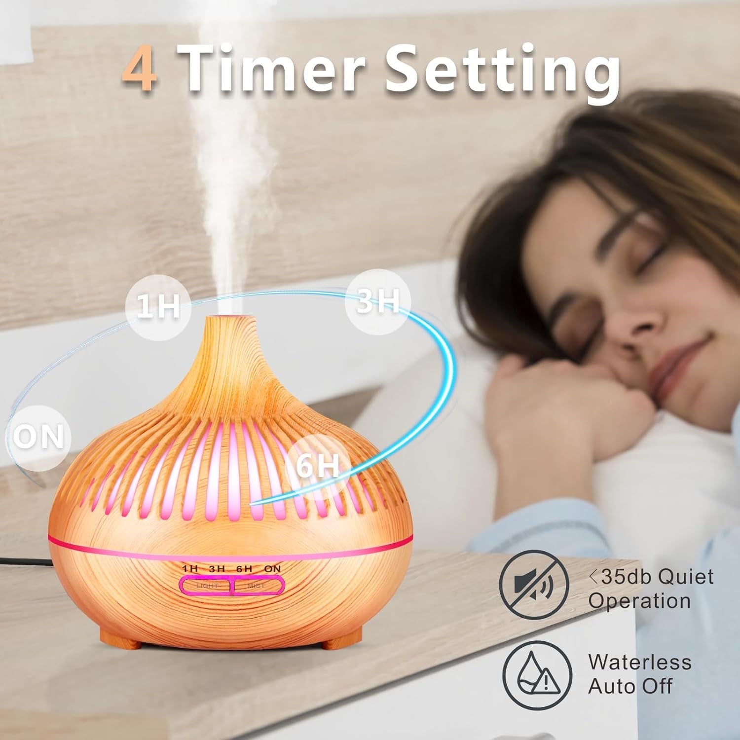 Essential Oil Diffuser, Sunfuny 550Ml Aroma Oil Diffuser with Remote Control, Aromatherapy Air Humidifier Ultrasonic Fragrance Vaporizer with LED Light for Home, Bedroom, Dad'S Gift(Hollow Wood Grain)
